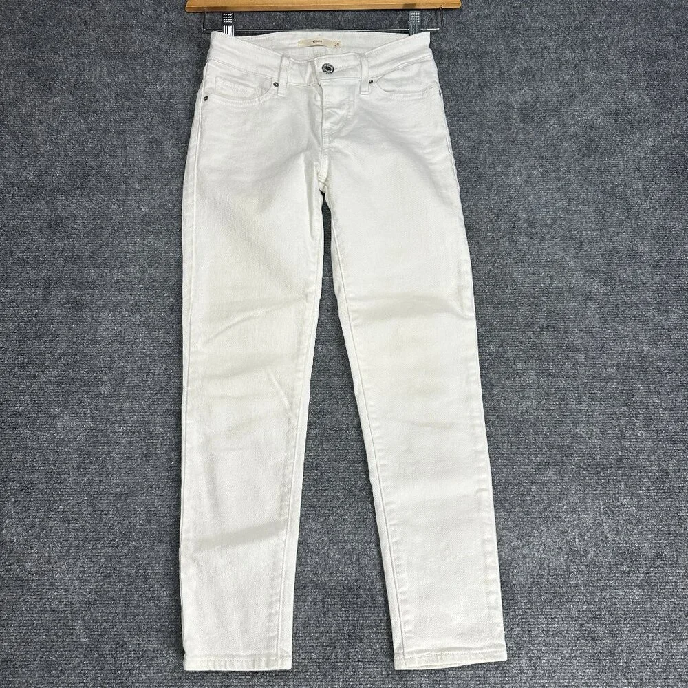 Levis 712 Slim Jeans Womens 25 White Cotton Stretch Pockets Tapered Leg - Picture 1 of 9